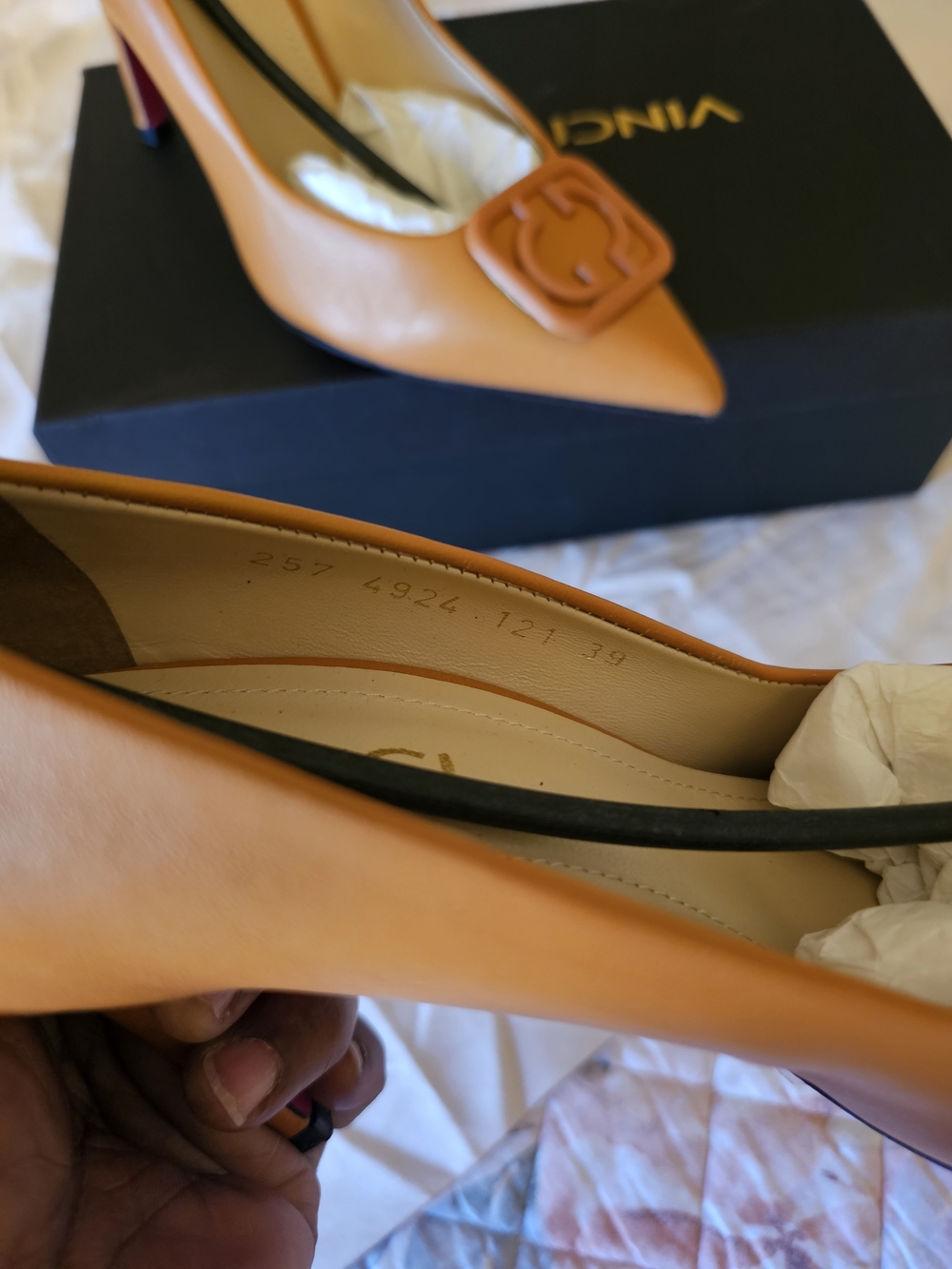 Women's Tan Pointed-Toe Buckle High Heels - Picture 5 of 5